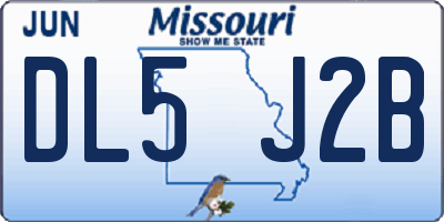 MO license plate DL5J2B