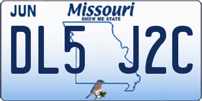 MO license plate DL5J2C