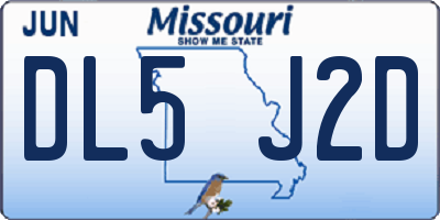 MO license plate DL5J2D