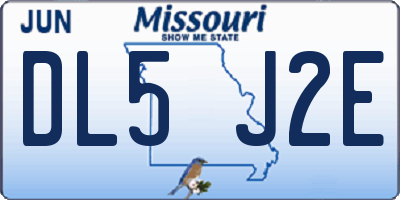 MO license plate DL5J2E