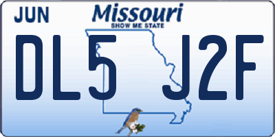 MO license plate DL5J2F