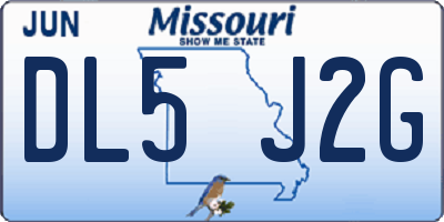 MO license plate DL5J2G