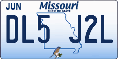 MO license plate DL5J2L