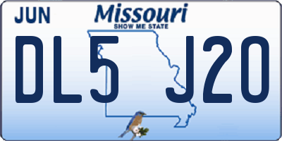 MO license plate DL5J2O