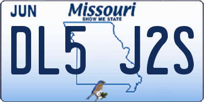 MO license plate DL5J2S