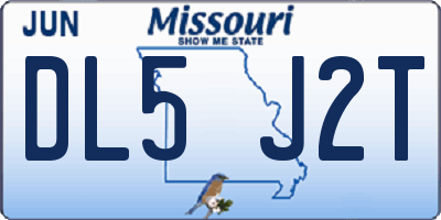 MO license plate DL5J2T