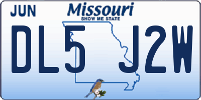 MO license plate DL5J2W