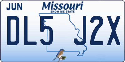 MO license plate DL5J2X