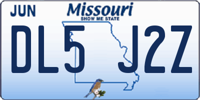 MO license plate DL5J2Z