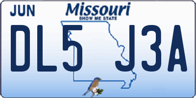 MO license plate DL5J3A
