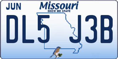 MO license plate DL5J3B