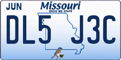 MO license plate DL5J3C