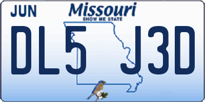 MO license plate DL5J3D