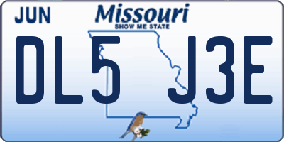 MO license plate DL5J3E