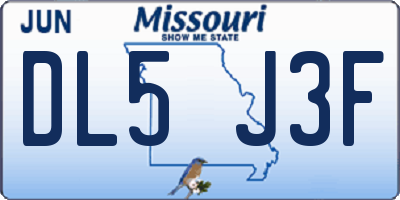 MO license plate DL5J3F