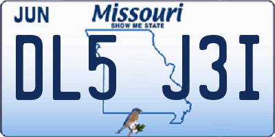 MO license plate DL5J3I