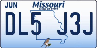MO license plate DL5J3J