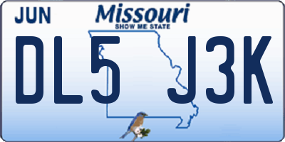MO license plate DL5J3K