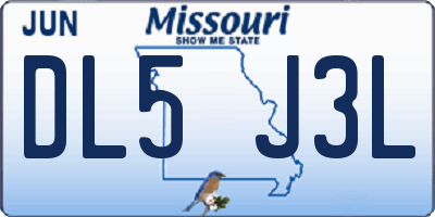 MO license plate DL5J3L