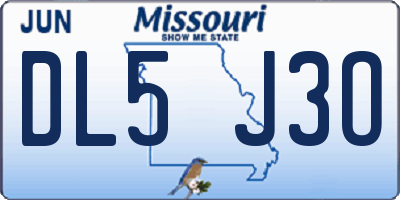 MO license plate DL5J3O