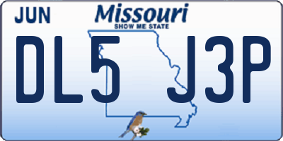 MO license plate DL5J3P