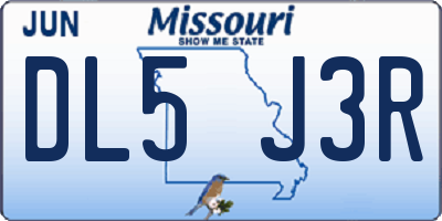 MO license plate DL5J3R