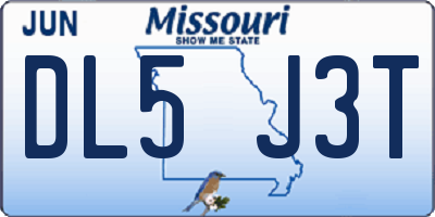 MO license plate DL5J3T