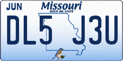 MO license plate DL5J3U