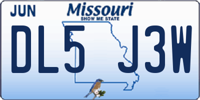 MO license plate DL5J3W