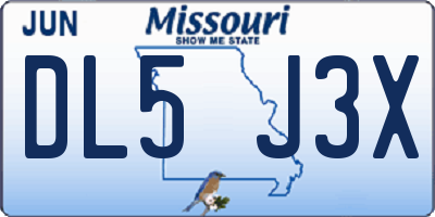 MO license plate DL5J3X