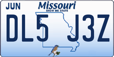 MO license plate DL5J3Z