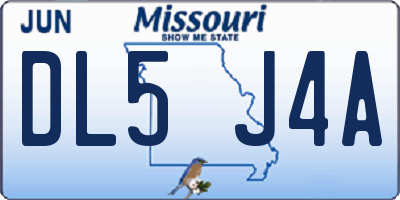 MO license plate DL5J4A