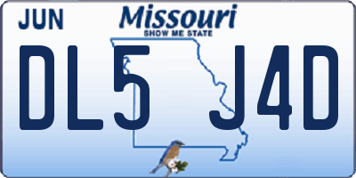 MO license plate DL5J4D