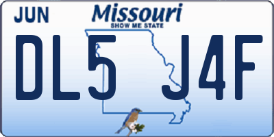 MO license plate DL5J4F