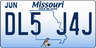 MO license plate DL5J4J