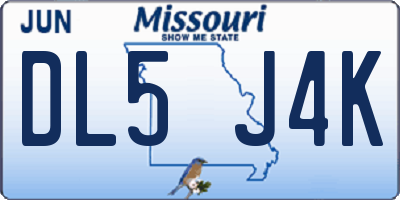 MO license plate DL5J4K