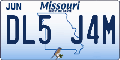 MO license plate DL5J4M
