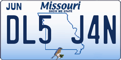 MO license plate DL5J4N