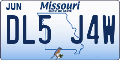 MO license plate DL5J4W