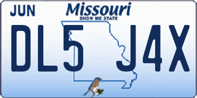 MO license plate DL5J4X