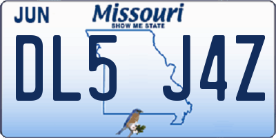 MO license plate DL5J4Z