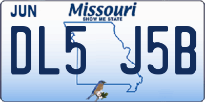 MO license plate DL5J5B