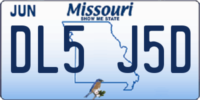 MO license plate DL5J5D
