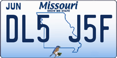 MO license plate DL5J5F