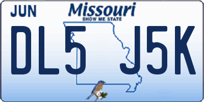 MO license plate DL5J5K