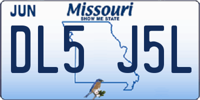 MO license plate DL5J5L