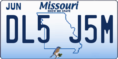 MO license plate DL5J5M