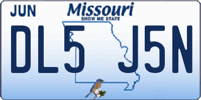 MO license plate DL5J5N