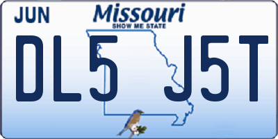 MO license plate DL5J5T