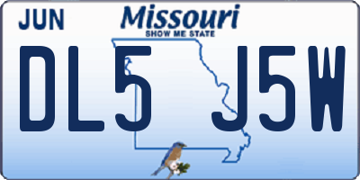 MO license plate DL5J5W